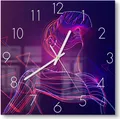 DEQORI Glasuhr 30x30 cm Zahlen 'Mann mit VR-Brille' Wanduhr Glas Uhr Design leise