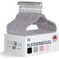 Blumtal 50 Stück Kleiderbügel Platzsparend mit Samtbezug - rutschfeste Premium Bügel inkl. Krawattenhalter, 360° drehbar, Grau - Grau
