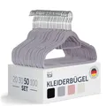 Blumtal 50 Stück Samt-Kleiderbügel - Samt-Kleiderbügel, rutschfest, um 360° drehbar, platzsparend, hochwertig mit Krawattenklammer - Grau