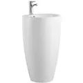 Vente-Unique Freistehendes, Weiß, Keramik, Uni, Rund, 50x83x50 cm, Badezimmer, Waschbecken & Armaturen, Waschbecken