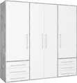 Drehtürenschrank FORTE "Kleiderschrank,zeitloses Design, 4 türig", betonoptik lichtgrau, weiß, B:205,9cm H:200cm T:53cm