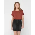ONLY T-Shirt ONLMOSTER – Kurzarmshirt mit Aufschlag und klassischem Look Viskosemischung, regular fit braun XS (34)