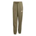 Adidas Damen Essentials 3-Stripes Fleece Loose Pants, Olive strata/White, L