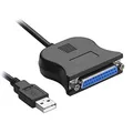 Aukson C33 Druckerkabel USB auf Parallel Adapter LPT Weiblich 25 PIN SUB-D Buchse 90mm, Geeignet für Drucker, PDA, Scanner oder Modem, Hohe Datentransferrate von bis 12Mbit/s, Kabellänge 80cm,