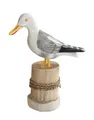 Deko Möwe auf Poller Holz Vogel Lachmöwe Figur Maritim Tier Skulptur Objekt
