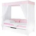 Mid.you Himmelbett Ticaa 926757 Lino, Rosa, Weiß, Holz, Kiefer, massiv, Stern, Höhe ca. 18 cm, 90x200 cm, FSC Mix, Himmelfunktion, nur für Rollroste geeignet, Schlafzimmer, Betten, Einzelbetten