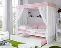 TiCAA Himmelbett Rosa 310 Kiefer Weiß (Rosa/Weiß Stern)