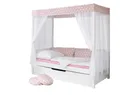 Ticaa Himmelbett Himmelbett "Rosa" 310 Kiefer Weiß (Rosa/Weiß, Oberer Teil abnehmbar und als Einzelbett stellbar