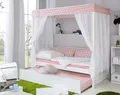 TiCAA Himmelbett "Rosa" 310 Kiefer Weiß (Rosa/Weiß Stern)