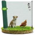 AREBOS Mobiler Begrenzungszaun 20 m, Flexibler Gartenzaun 90 cm hoch mit 12 Pfosten, Absperrnetz für Hunde, Hühner, Kleintiere, wetterfest - Grün