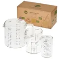 TreeBox Messbecher glas - klein -3er Set (250ml, 125ml & 50ml) - Robuste und hitzebeständige Messbecher Set aus Borosilikatglas - Mikrowellengeeignet -Perfekt zum Backen und Mischen