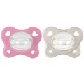 Chicco Dual Soft, Silikonschnuller 6-16 Monate, zweifarbig, Set aus zwei weichen Schnullern, unterstützt die Atmung und fördert die richtige Entwicklung des Mundes, 2 Stück, Baby Girl