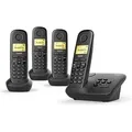 Gigaset A270A Quattro, Analoges/DECT-Telefon, Kabelloses Mobilteil, Freisprecheinrichtung, 80 Eintragungen, Anrufer-Identifikation, Schwarz - Schwarz