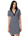 Tommy Hilfiger Damen Polokleid Slim Fit V-Neck Kurz, Dunkelblau (Breton Stripe Dark Night/Ecru), S