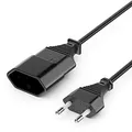 deleyCON 5m Stromkabel Verlängerung Netzkabel Verlängerungskabel Typ-C-Stecker Eurostecker auf Typ-C Euro Buchse TV PC Computer Monitor Beamer Lampe Haushaltsgeräte - Schwarz