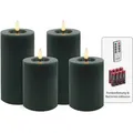Candela Lights LED Kerzen 4er Set Winter Grün glatt Echtwachs inklusive Fernbedienung und 8 Batterien Timer Funktion & mehrstufig dimmbar flammenlos Echtwachskerzen Stumpenkerzen