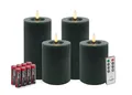 LC Home Candela Lights LED Kerzen Set Flammenlos Echtwachs inklusive Fernbedienung & Batterien Dimmbar Flammenfunktion (Winter Grün, 4er Set)