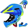 Kinderhelm, 2In1 Integriert Kinder Fahrradhelm mit Abnehmbarem Kinnschutz, Un...