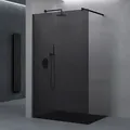 doporro Luxus Duschwand für Dusche Duschabtrennung 120x200cm Schwarz Walk-In Dusche 10mm ESG-Sicherheitsglas Labyrinth inkl. NANO Bremen02VG - Schwarz