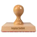 Personalisierter Holzstempel mit eigenem Text oder Logo, 100mm breit
