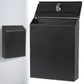 22 x 6.5 x 29cm Schwarz Anthrazit: WANDGU Kompakter Mini Briefkasten, Einfach Briefkasten mit Zeitungsfach, Wandbriefkaste n Letterbox, Briefkaste n Schwarz, Moderner Postkasten mit 2 Schlüssel