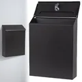 22 x 6.5 x 29cm Schwarz Anthrazit Kompakter Mini Briefkasten, Einfach Briefka...