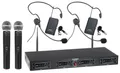 McGrey UHF-2V2H Quad Funkmikrofon Set mit 2x Handmikrofon, 2 Headsets und Taschensender