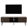 TV-Rack MCW-N78, Lowboard TV-Schrank, skandinavischer Stil Metall Holz Melamin MVG 50x150x40cm ~ dunkelbraun