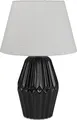 Tischlampe Relief rund matt schwarz H. 46cm mit silbernem Schirm Formano