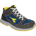 Diadora Utility Run Mid S3S, Sicherheitsschuhe Unisex - Dunkelgrau/Dunkelblau/Gelb - 39 EU