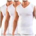 HERMKO Unterhemd 3050 (Pack, 3er) 100 % Bio-Baumwolle Muskelshirt V-Ausschnitt Basic hergestellt in EU weiß D 7 = EU XL