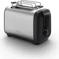 Tefal Toaster Edelstahl energiesparend 7 Bräunungsstufen modern - Schwarz/Silber