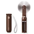 JISULIFE Mini Handventilator, 3-in-1 Handventilator, wiederaufladbarer USB [12–19 Betriebsstunden] mit Powerbank, Taschenlampe, tragbarer Ventilator für Reisen/Sommer, Geschenke für Frauen-Braun