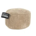 Lumaland Sitzsack Pouf aus Cord | Kompakter 50L Gaming Pouf mit 3-in-1-Funktion: bequemer Hocker, praktisches Tischchen & stylischer Indoor Fußschemel | Ø 25 x 45 cm [Beige]