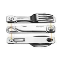 ROXON 3-in-1 Knife Spoons Fork + Pouch - Magnetic Folding Stainless Steel Camping Besteck Set - EDC Portable Lightweight Cutlery for Hiking Backpacking Travel Lunchbox Outdoor geschirr Essentials