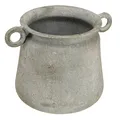 Übertopf Vintage Metall mit Griffen, Grau, Landhausstil Pflanztopf H13,5cm,