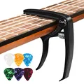 Kapodaster für Gitarre Capo Gitarren mit 6 Plektren, Capodaste Gitarre für Ukulele Westerngitarre E-Gitarre, Metall Schwarz