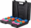 GORILLA SPORTS® Gymnastikhanteln Set - 10kg Gewichte mit Koffer, 2x0,5kg, 2x1kg, 2x1,5kg, 2x2kg, rutschfeste, Neopren - Hantelset, Kurzhanteln Set, Aerobic Dumbbells, Krafttraining, Fitness