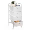 Rollcontainer Friseurwagen Kosmetik Roll Badregal mit 4 Schubladen Metallgestell