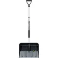 Prosperplast Schneeschieber Telescopic, Schwarz – robuste Kunststoff-Schneeschaufel mit Aluminiumkante, teleskopierbarer Griff, leicht & stabil | 49 x 37,5 x 122-160 cm – ideal für Schnee & EIS