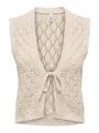 ONLY Cardigan Ärmellos V-Ausschnitt Häkelmuster Zierschleife Design (1-tlg) ONLCHILI S/L STRING VEST KNT NOOS