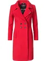 Navahoo Damen Mantel in Wollmantel-Optik langer Trenchcoat mit Reverskragen Wooly Rot Gr. L
