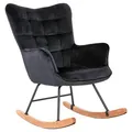 Mid.you Schaukelsessel Richie, Schwarz, Holz, Metall, Textil, Buche, massiv, 72x92x92 cm, Fsc, Stoffauswahl, Wohnzimmer, Sessel, Polstersessel