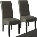 tectake® 2er Set Stühle, Kunstleder Stuhl mit hoher Rückenlehne, ergonomische Form, perfekt für den Esstisch, als Esszimmerstühle, Küchenstühle oder im Wohnzimmer - grau marmoriert