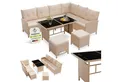 Juskys Gartenlounge-Set Manacor, (Gartenlounge), Polyrattan Gartenmöbel-Set mit Garten-Sofa, Garten-Tisch und 2 Hocker