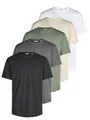 Only & Sons Tshirt Herren Regular Fit ONSJEFF LONGY 5er Set Pack lang geschnitten Rundhals Kurzarm Sommer Tee Shirt Basic, Größe:L, Farbe:Grey Pinstripe (22039223)