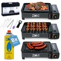 ZMC Gaskocher 2in1 Tragbarer Gaskocher + Gasgrill Campingkocher inkl. Gaskartuschen, (mit Grillplatte + Grillrost, Wärmeleistung: 2,2KW, für Outdoor und indoor, indoor), inkl. Grillzubehör + und Aufbewahrungskoffer, Piezo-Zündung, 3,8kg 2in1 Gaskocher + Gasgrill mit 8x Gaskartuschen