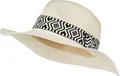 styleBREAKER Damen Panama Sonnenhut Einfarbig mit Stoff Hutband mit Azteken Muster, Strohhut, Schlapphut, Sommerhut, Fedora Hut 04025046, Farbe:Creme