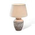 LOBERON® Tischlampe Mosnay, Leinen, Kunststoff, Keramik, Eisen, H/Ø ca. 58/30 cm, beige/antikgrau
