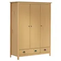 vidaXL Kleiderschrank mit 3 Türen Hill 127x50x170cm Massivholz Kiefer